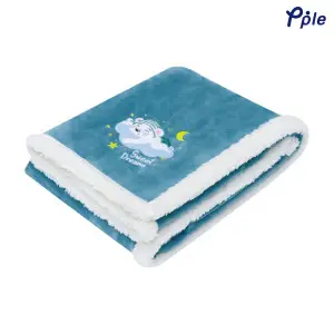 Sweet Dream Bear Embroidering Luxury Velvet Sherpa Baby Blanket