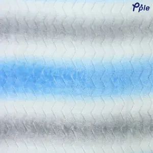 Zigzag Pattern Printed Jacquard Flannel Blanket, Blue/Grey